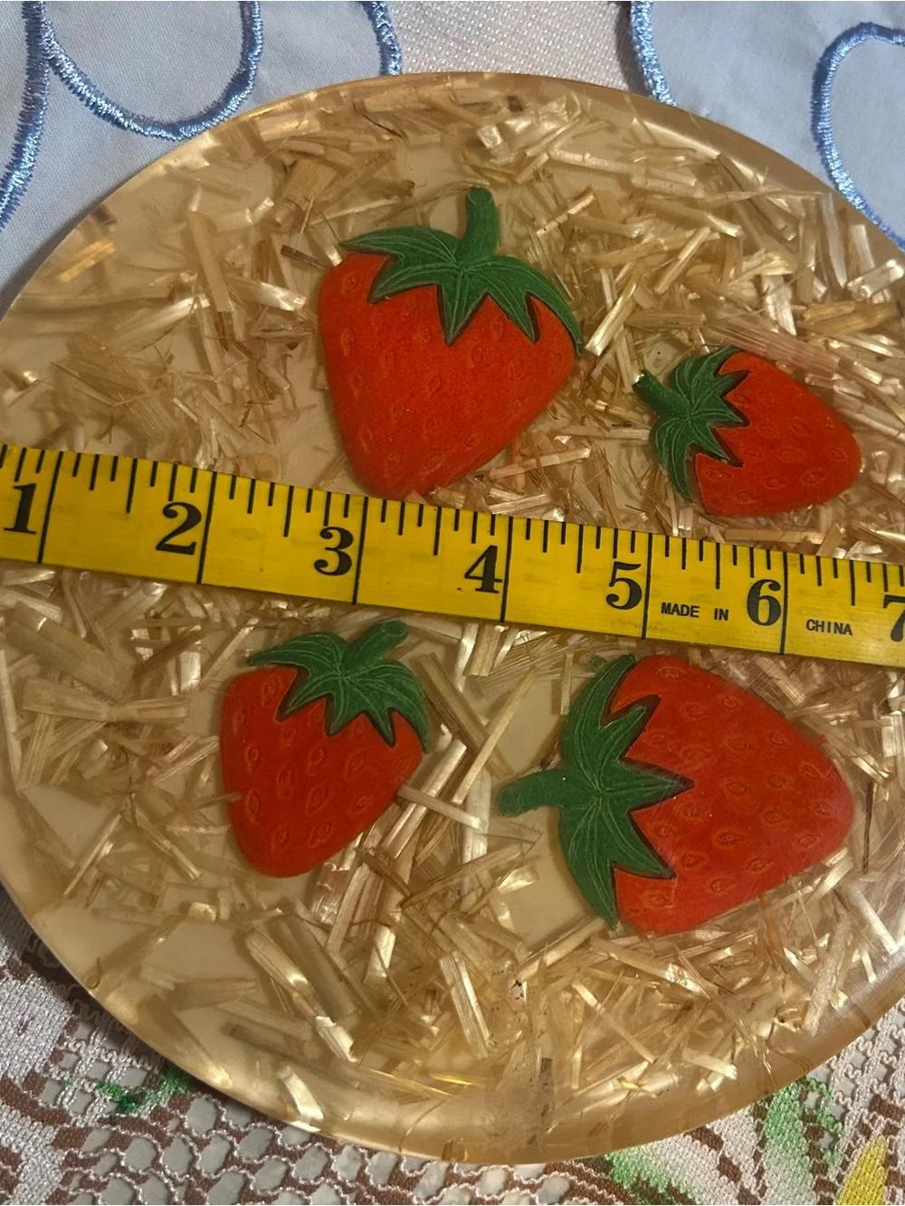 70s Vintage Lucite Trivet set with Strawberries